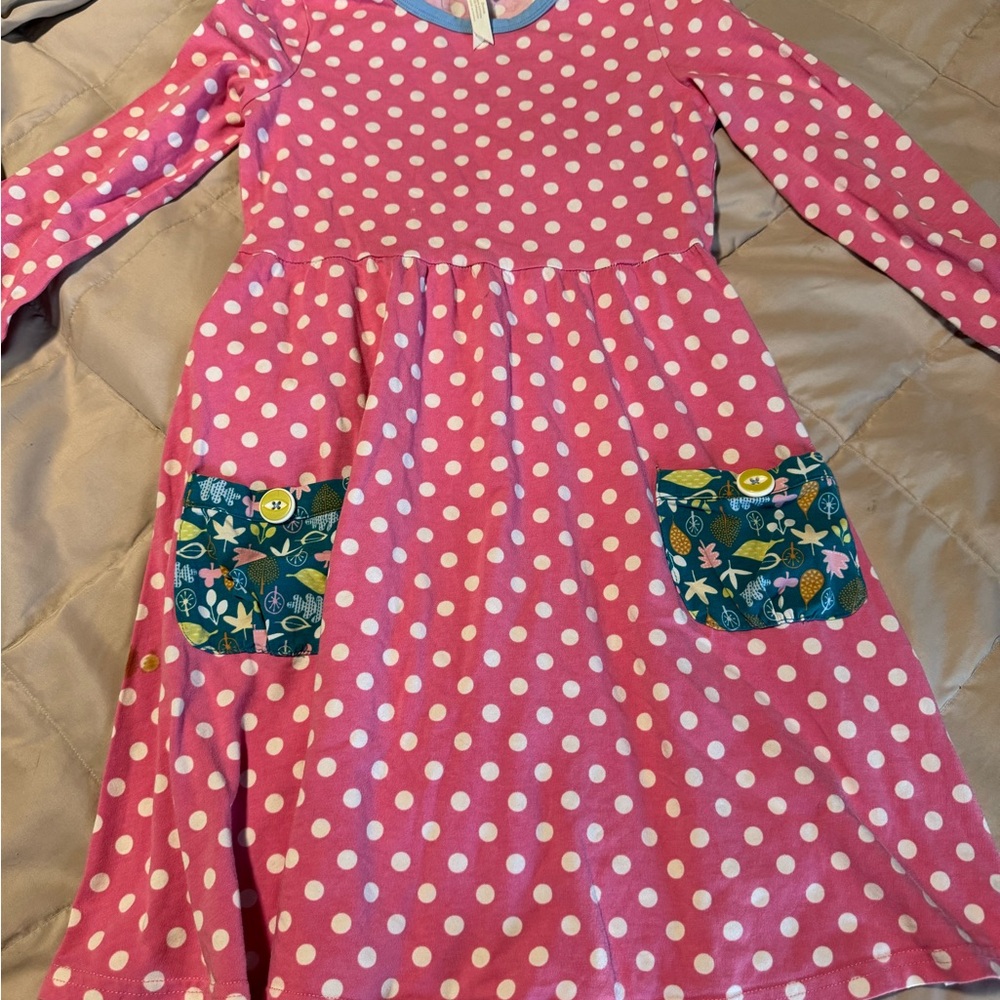 Matilda Jane Pink Polka Dot Make Believe Collecting Leaves Lap Dress size 8